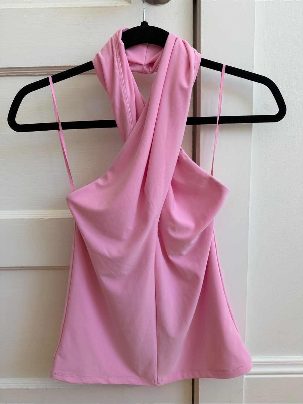 Aritzia Pink Halter Twist Front Tank Top